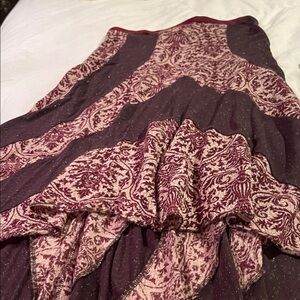 Elegant A-Line Skirt in Purple and Cream